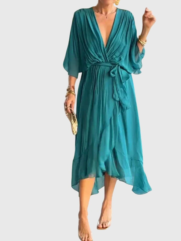 Celine | Flowy Empire Waist Dress with Belt
