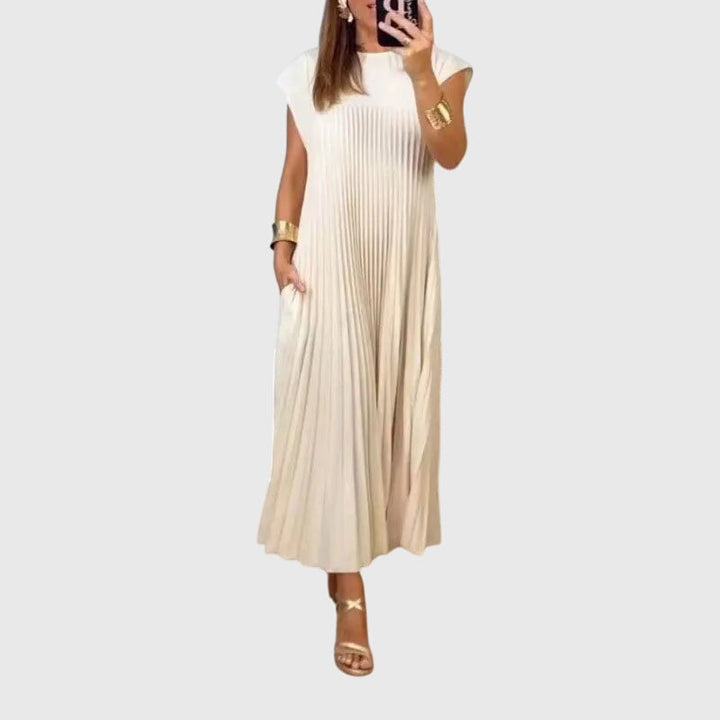 Delphine | Pleated Empire Waist Maxi Dress