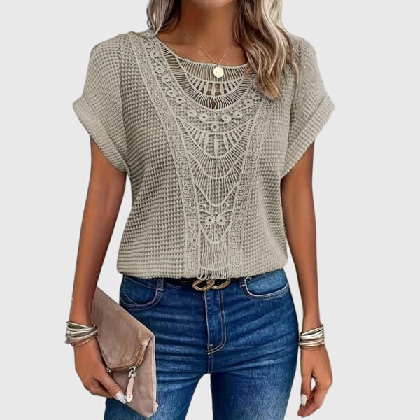 Verdi | Crochet Lace Detail Blouse Short Sleeve
