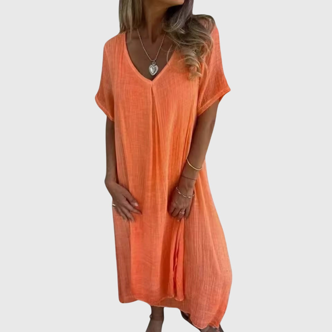 Fiona | Lightweight V-Neck Midi Dress