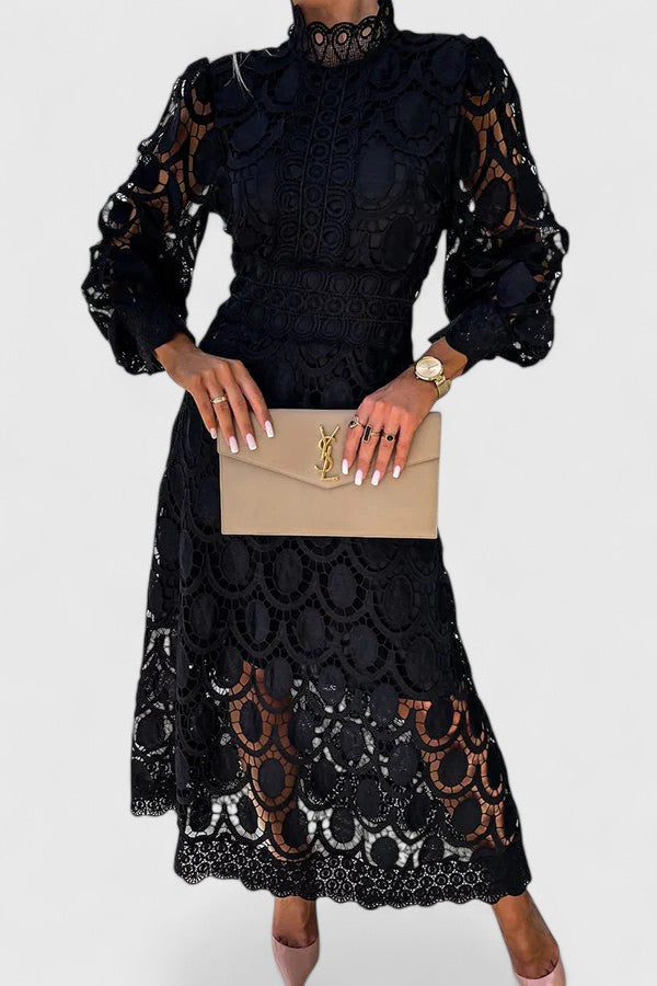 Theodosia | Lace Maxi Dress with High Neck