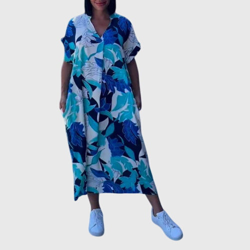 Elodie | Damask Print Caftan Maxi Dress