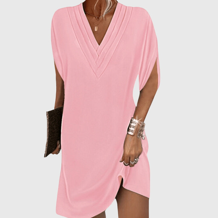 Helaine | V-Neck Shift Dress with Split Sleeves