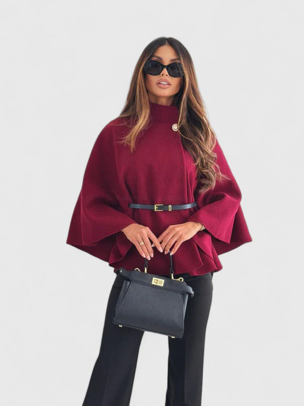 Augusta | Funnel Neck Coat with Belted Waist