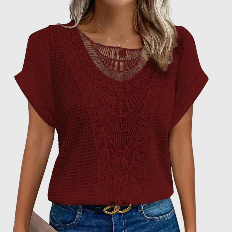 Verdi | Crochet Lace Detail Blouse Short Sleeve