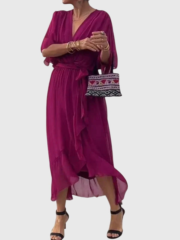 Celine | Flowy Empire Waist Dress with Belt