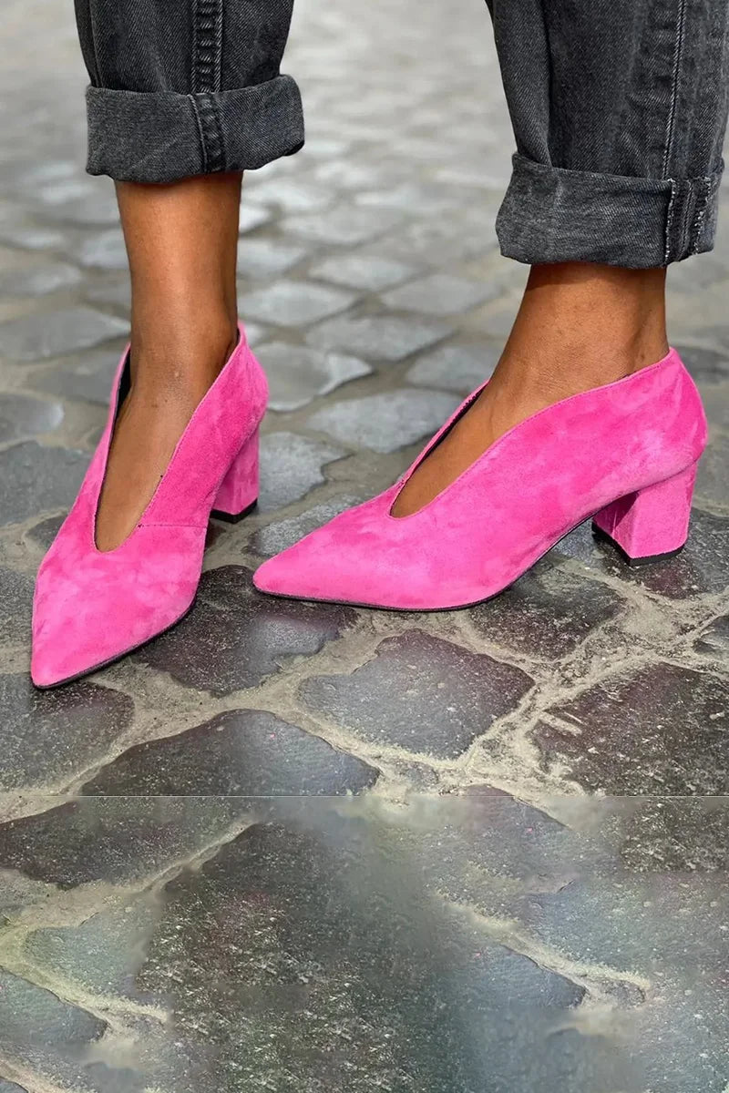 Brenna | Pointed Toe Block Heel Pumps