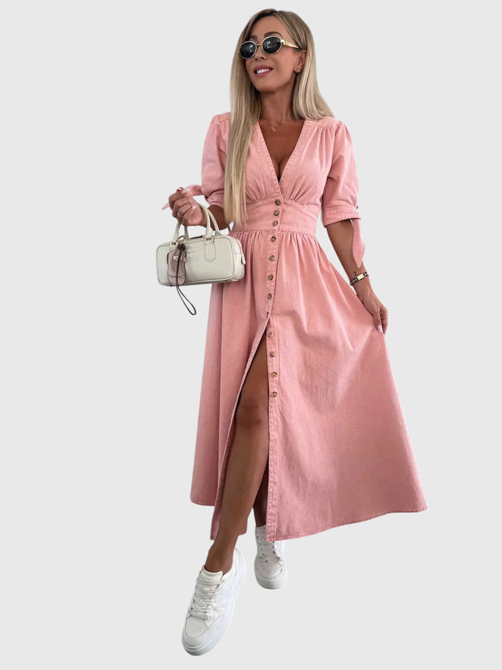 Annamarie | Elegant Denim Midi Dress