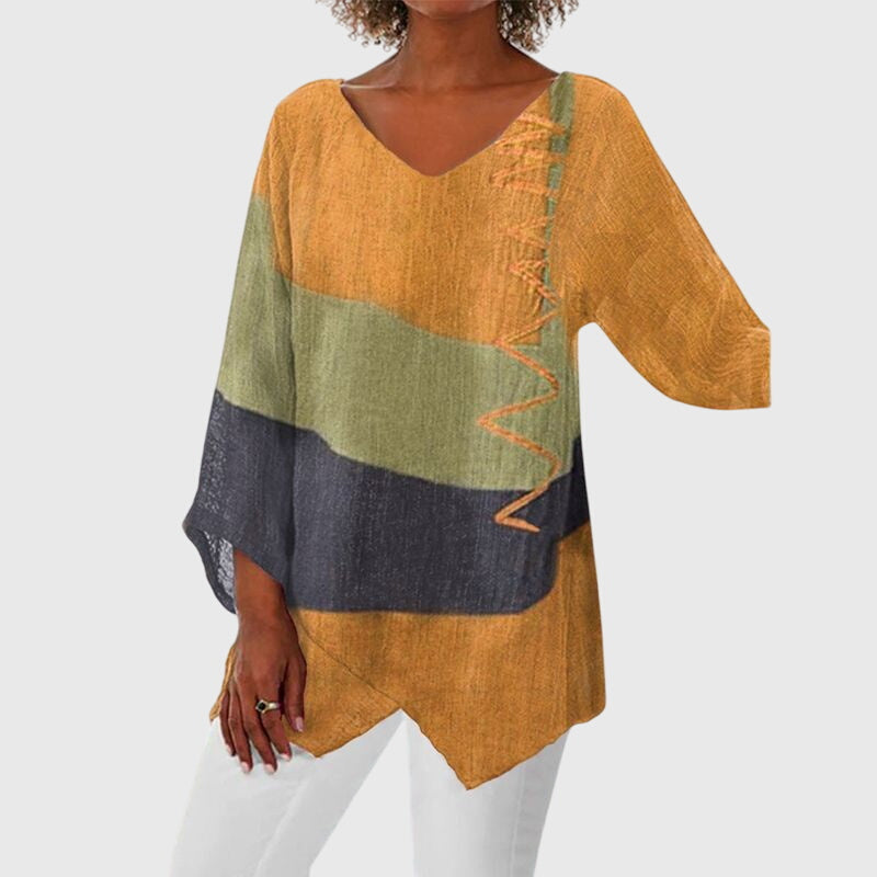 Rory | Colorblock Tunic Top with V-Neck