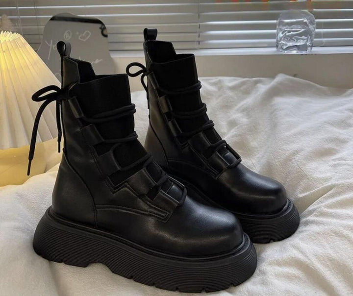 Juliane | Lace-Up Platform Ankle Boots with Chunky Sole