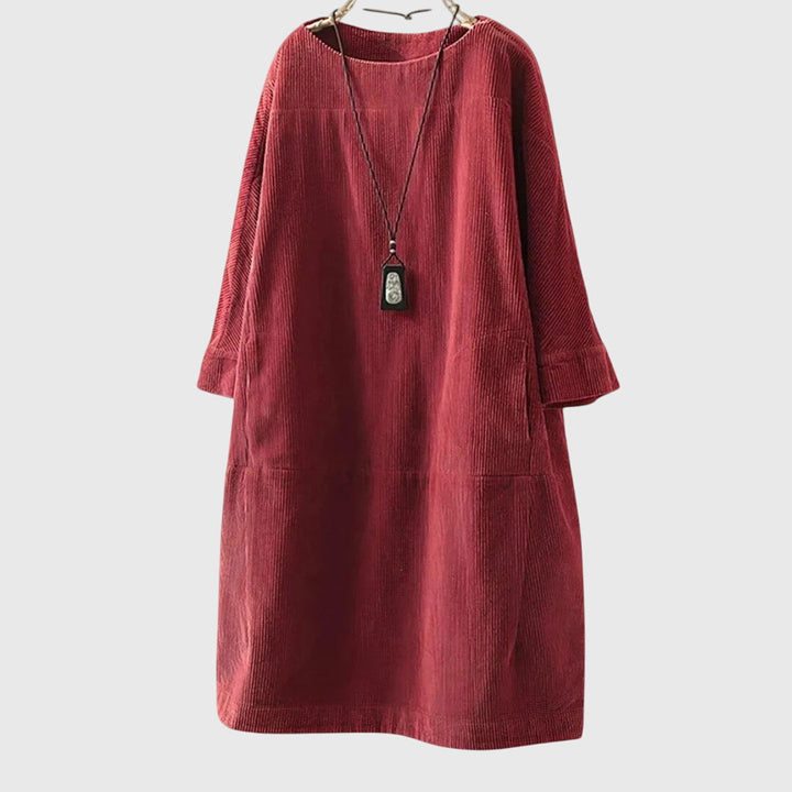 Talia | Corduroy Midi Dress with Pockets