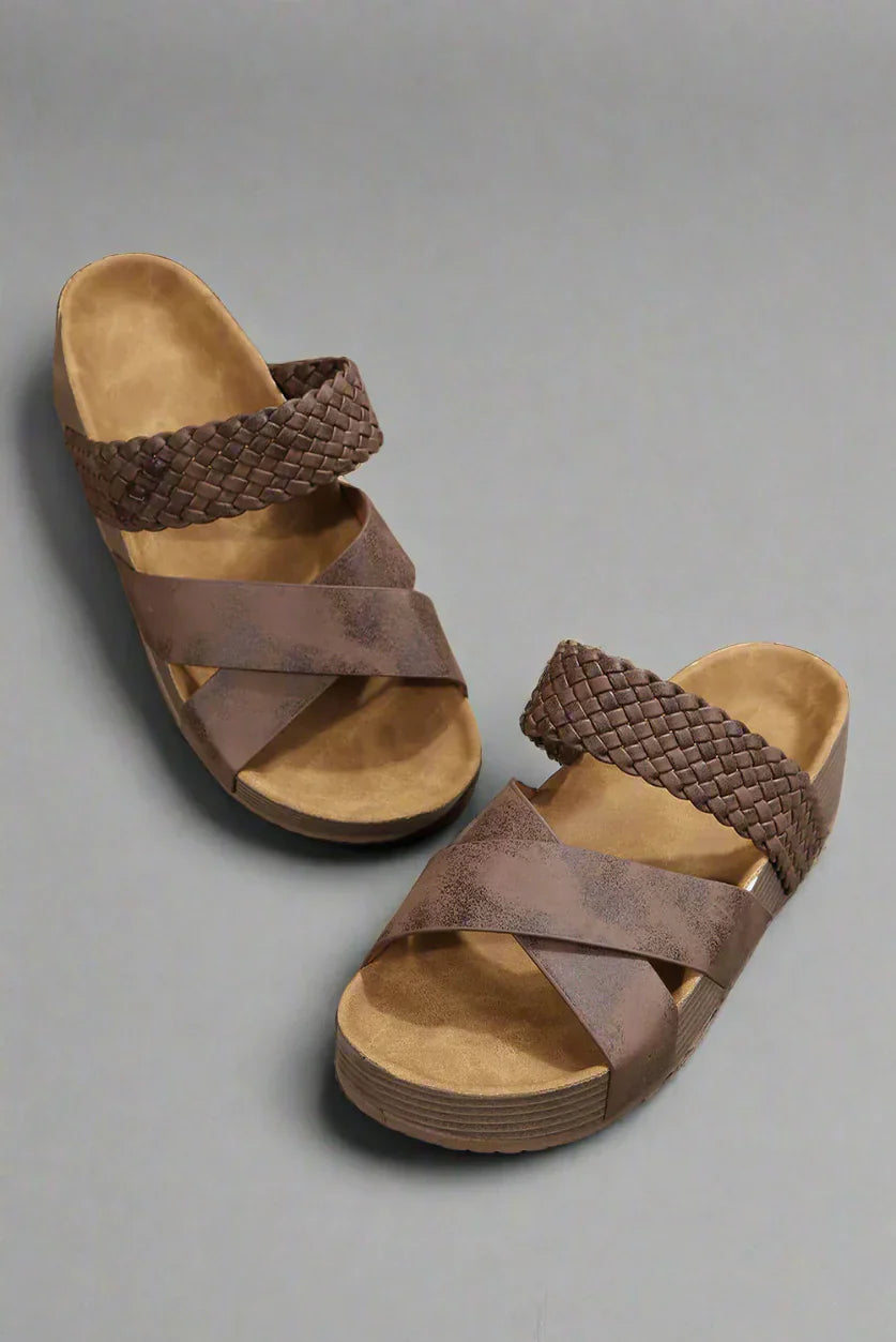 Silvana | Woven Cross Strap Platform Sandals