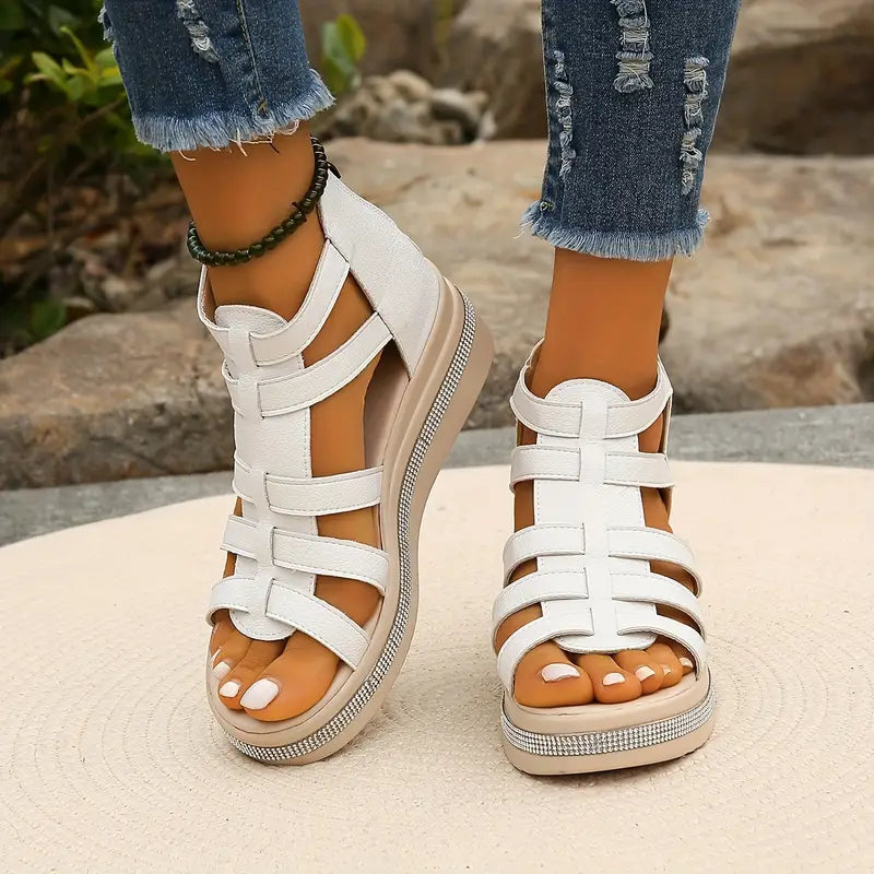 Francine | Gladiator Platform Sandals with Back Zip