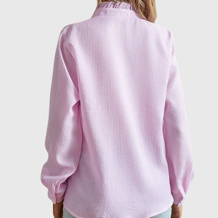Kathryn | Ruffle Button-Up Blouse Long Sleeve