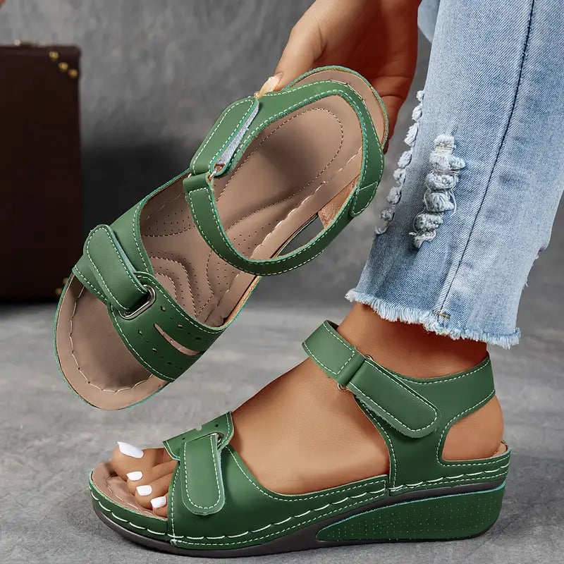 Rhoda | Wedge Sandals with Velcro Straps