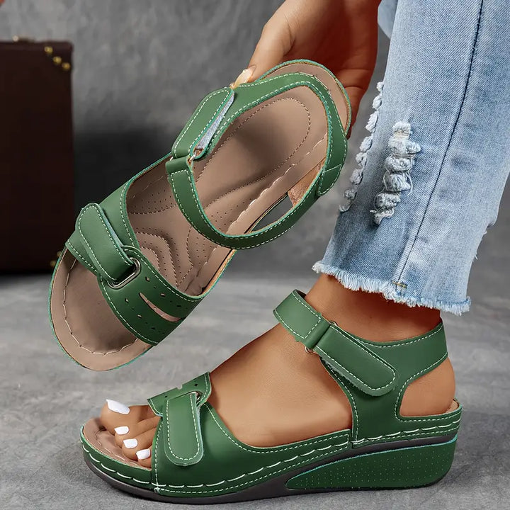 Rhoda | Wedge Sandals with Velcro Straps