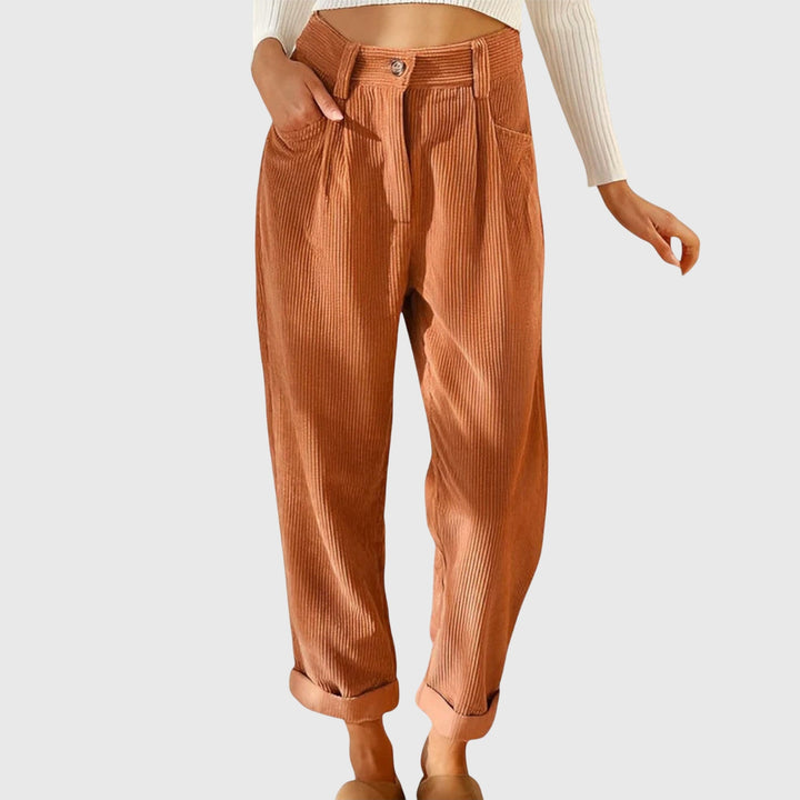 Ziva | High-Waisted Corduroy Pants with Pockets