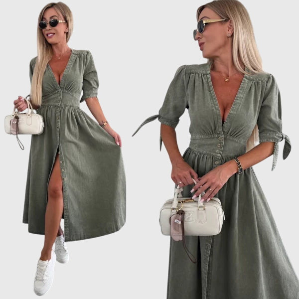 Annamarie | Elegant Denim Midi Dress