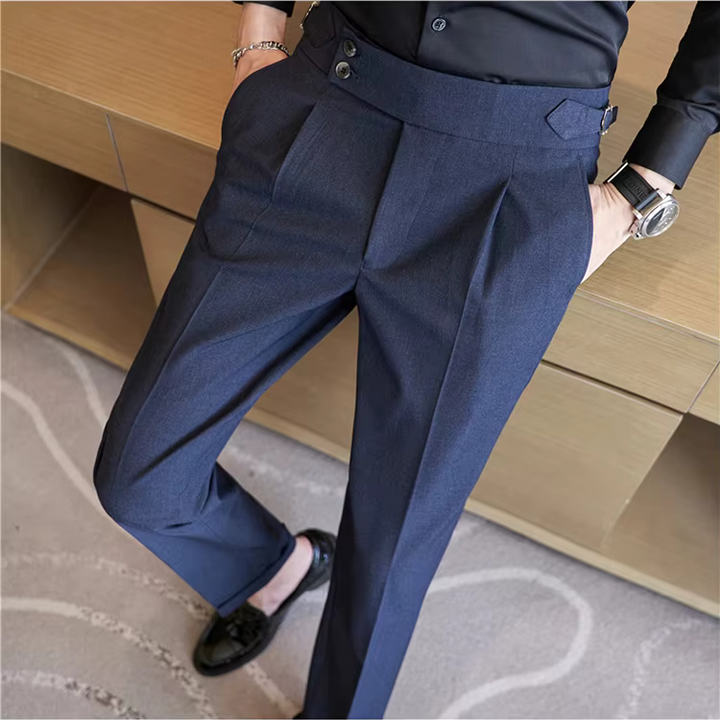 Henrik | Double Pleat High Waist Trousers