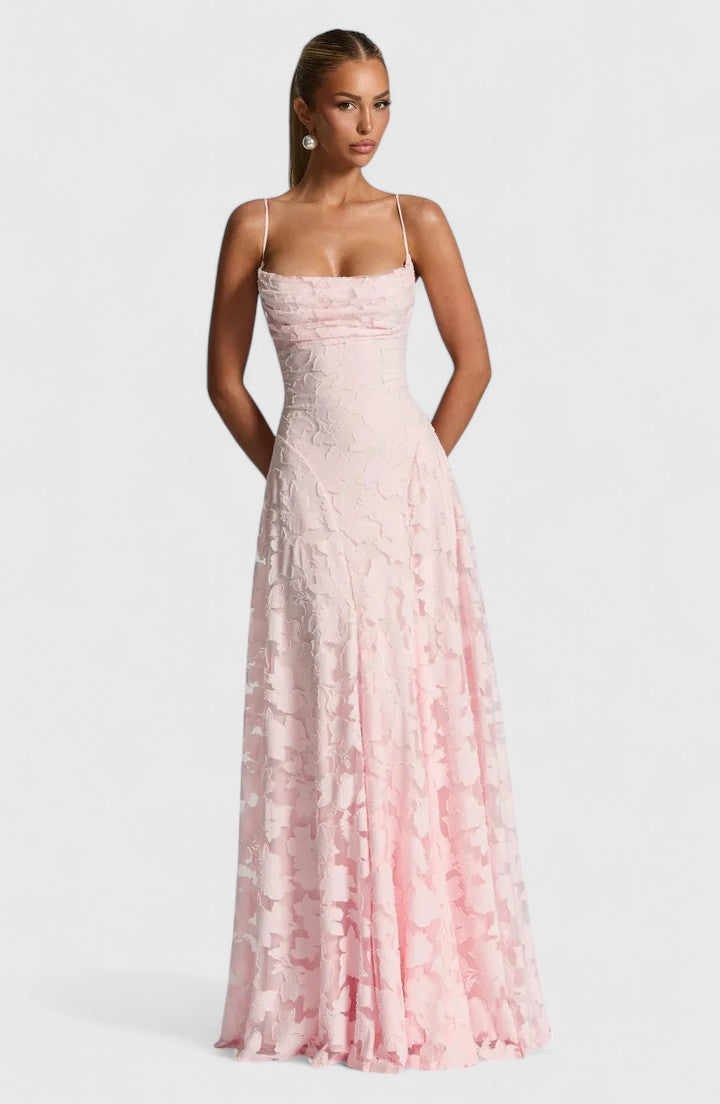 Genevra | Floral Cowl Neck Empire Waist Maxi Dress