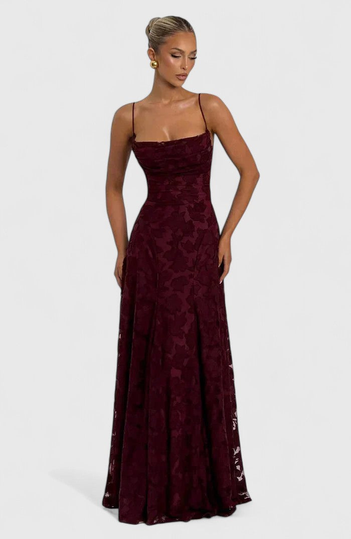 Genevra | Floral Cowl Neck Empire Waist Maxi Dress