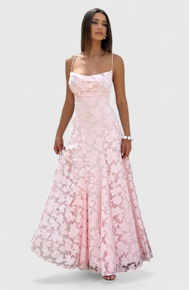 Genevra | Floral Cowl Neck Empire Waist Maxi Dress