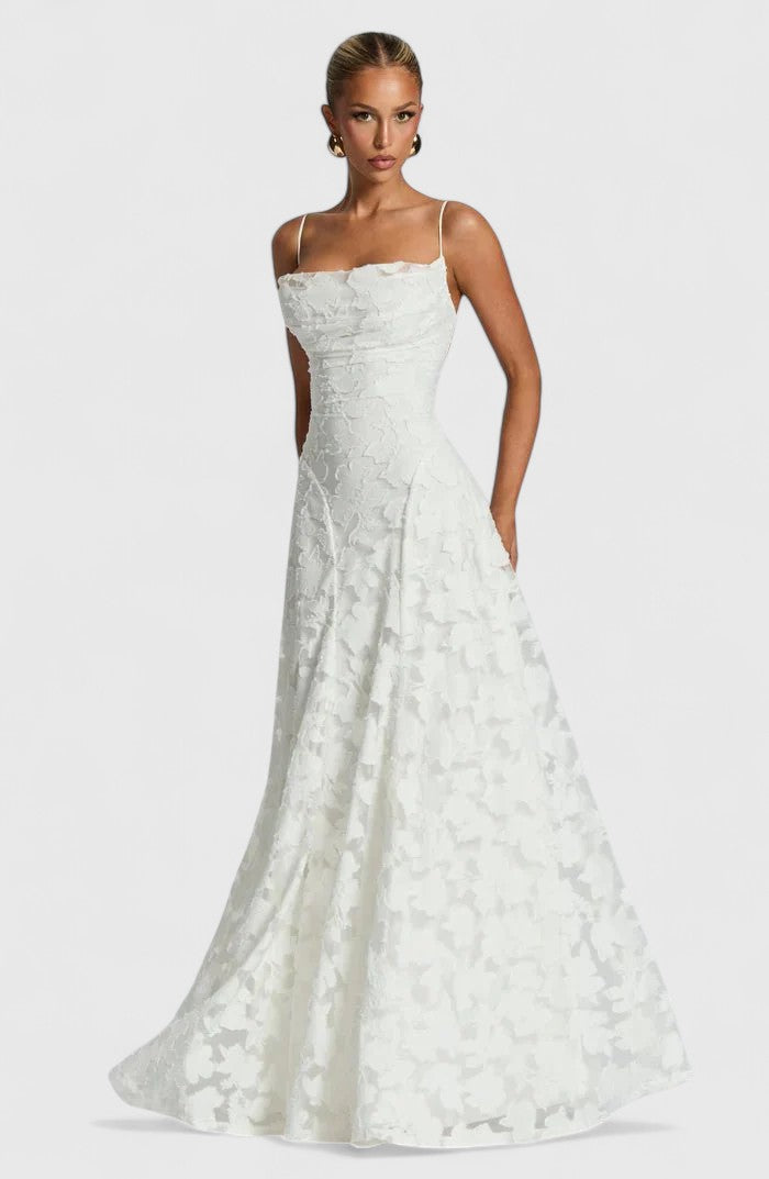 Genevra | Floral Cowl Neck Empire Waist Maxi Dress