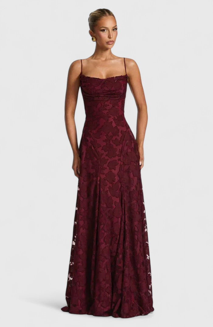 Genevra | Floral Cowl Neck Empire Waist Maxi Dress