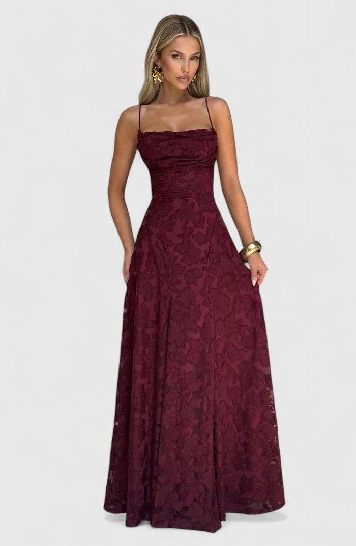 Genevra | Floral Cowl Neck Empire Waist Maxi Dress