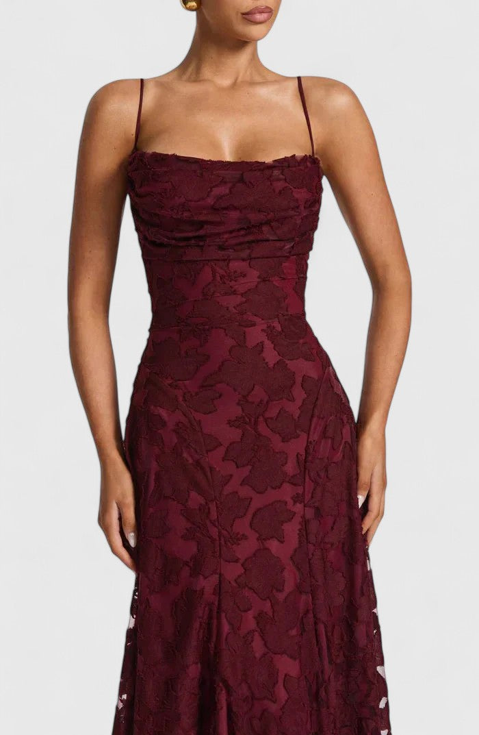 Genevra | Floral Cowl Neck Empire Waist Maxi Dress