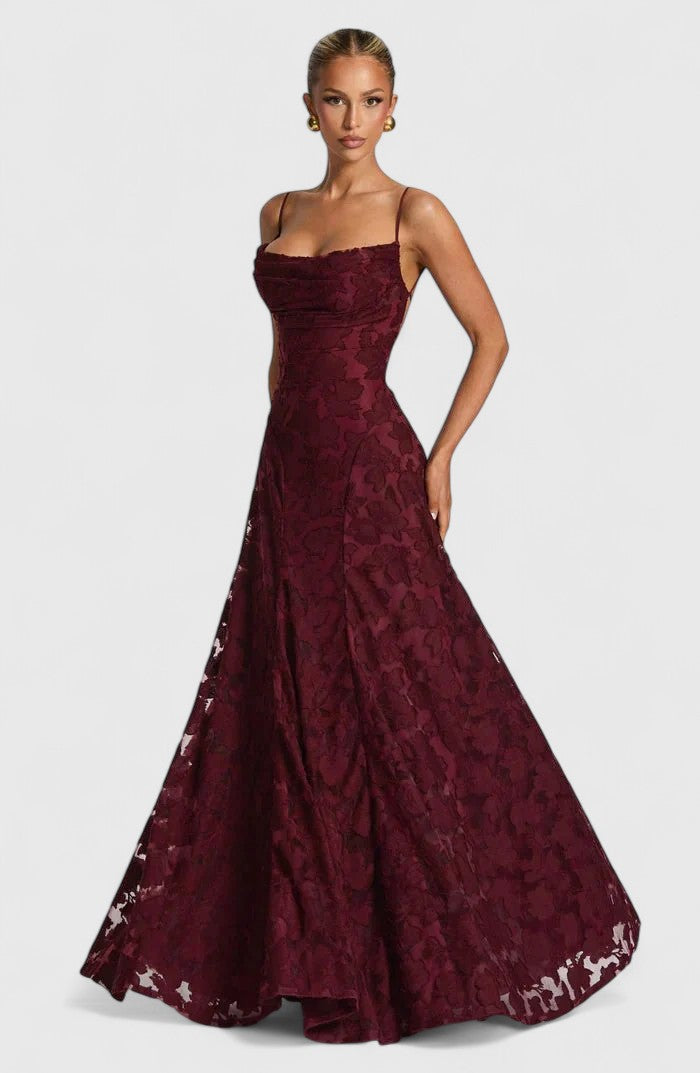 Genevra | Floral Cowl Neck Empire Waist Maxi Dress