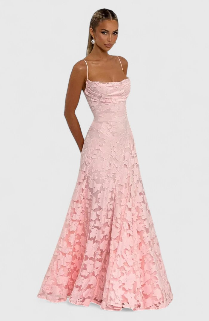 Genevra | Floral Cowl Neck Empire Waist Maxi Dress