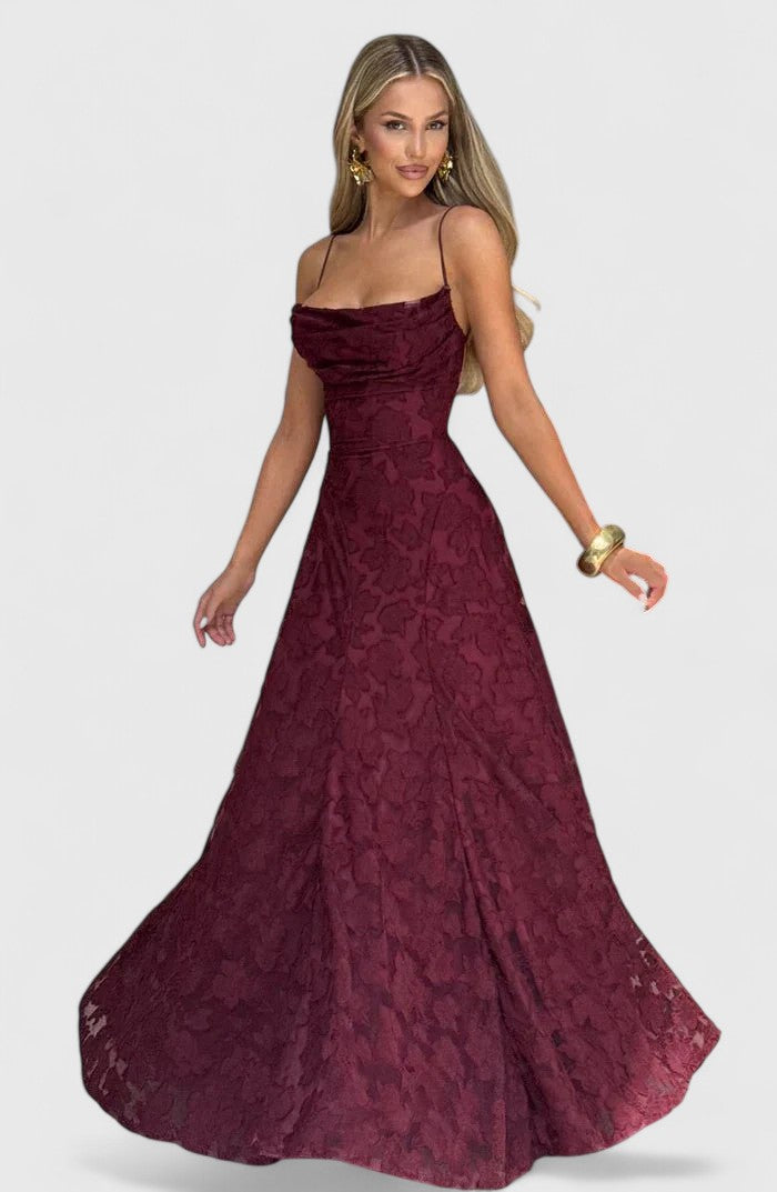 Genevra | Floral Cowl Neck Empire Waist Maxi Dress