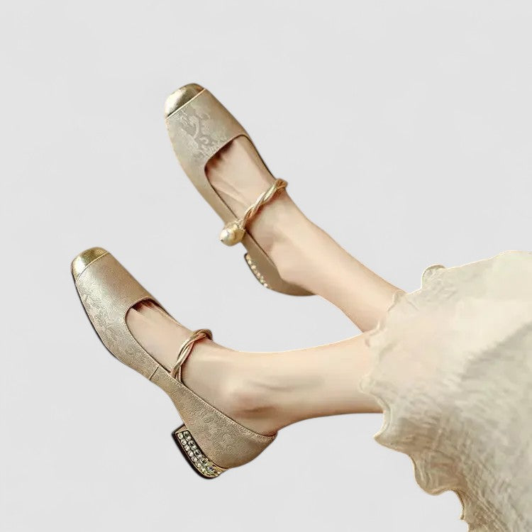 Marella | Embellished Heel Mary Jane Shoes