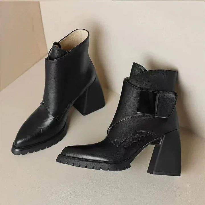 Ulrike | Block Heel Ankle Boots with Buckle