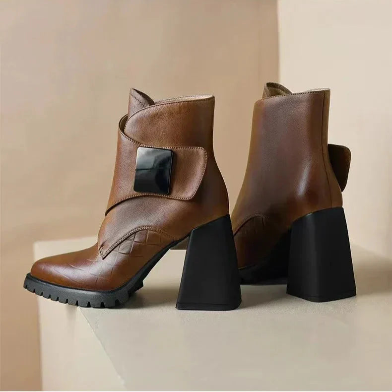 Ulrike | Block Heel Ankle Boots with Buckle