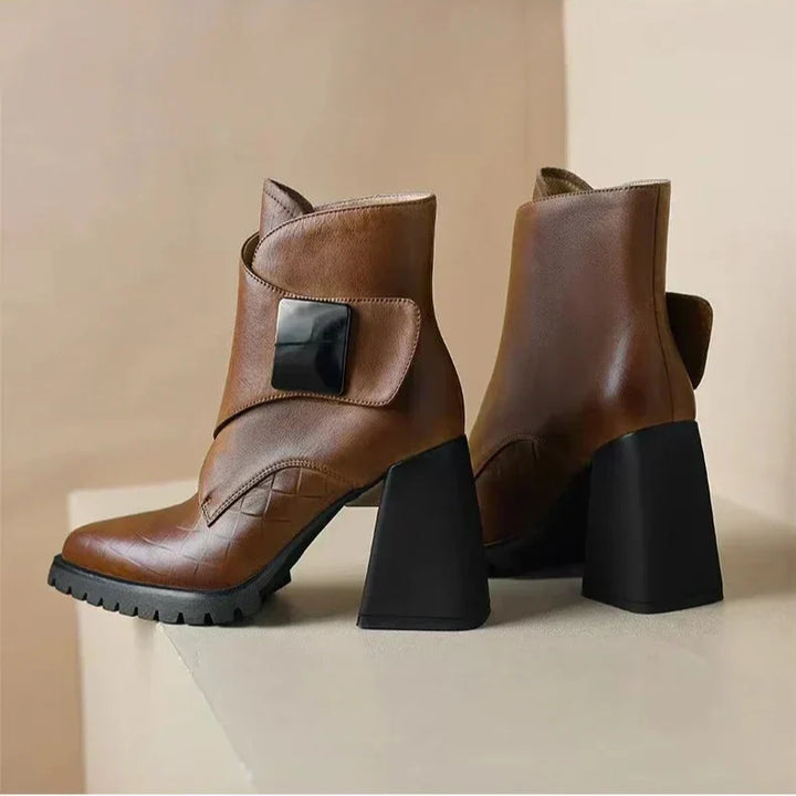 Ulrike | Block Heel Ankle Boots with Buckle
