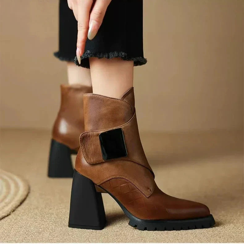 Ulrike | Block Heel Ankle Boots with Buckle