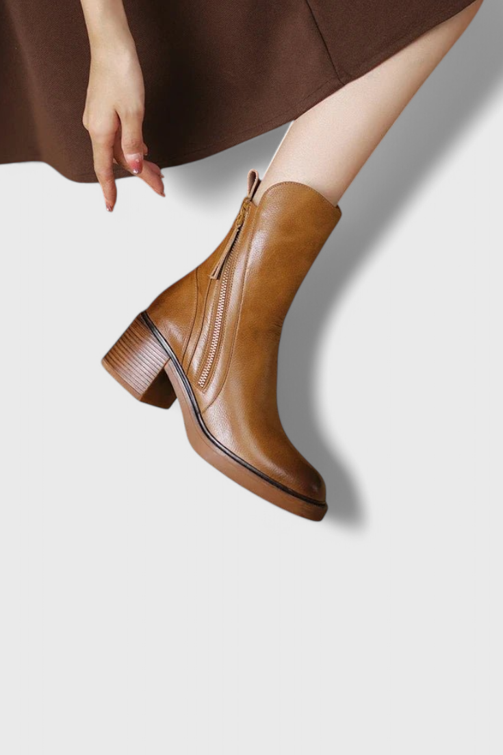 Karina | Side Zip Block Heel Chelsea Ankle Boots