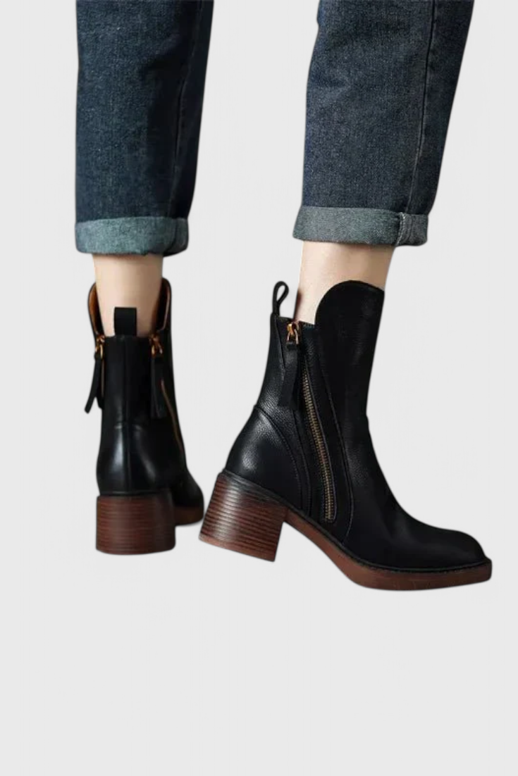 Karina | Side Zip Block Heel Chelsea Ankle Boots