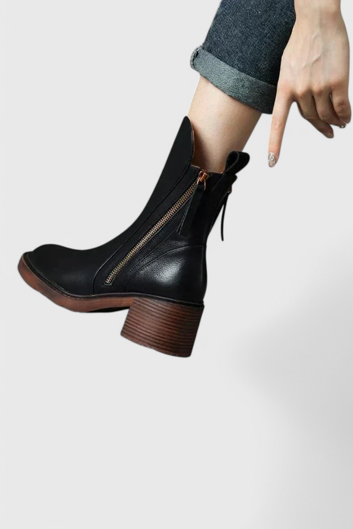 Karina | Side Zip Block Heel Chelsea Ankle Boots