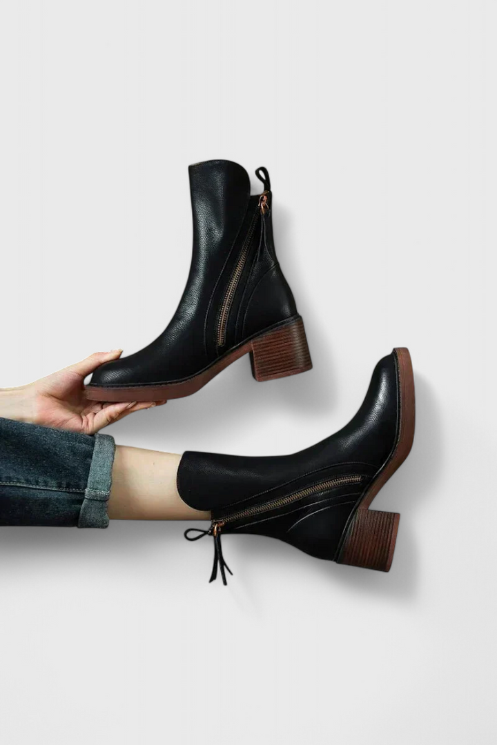 Karina | Side Zip Block Heel Chelsea Ankle Boots