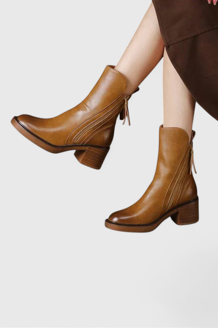 Karina | Side Zip Block Heel Chelsea Ankle Boots