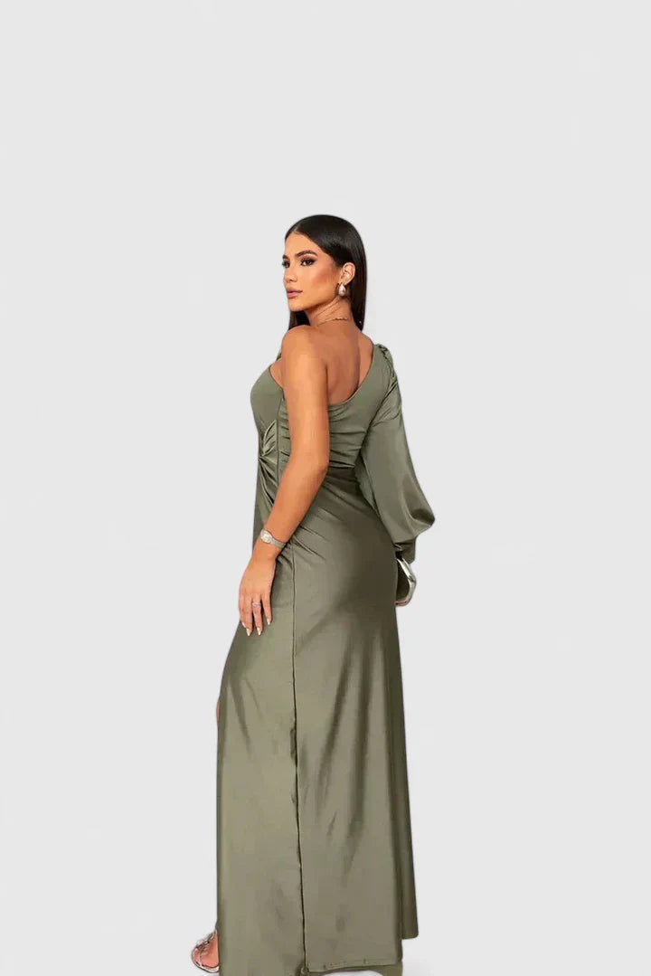 Ottoline | One-Shoulder Satin Maxi Dress with Slit