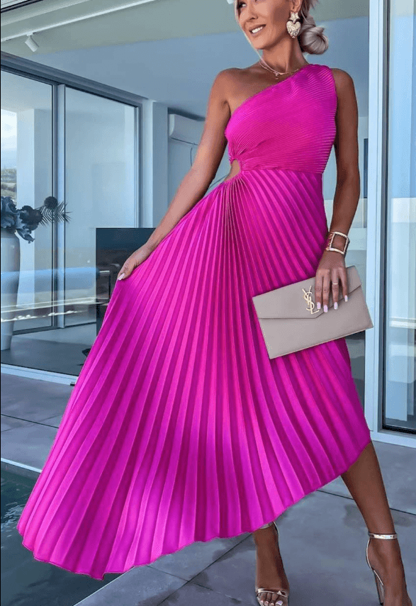 Atalia | One Shoulder Pleated Maxi Dress