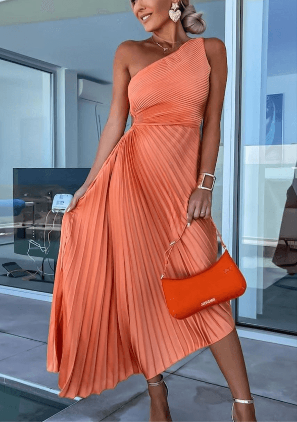 Atalia | One Shoulder Pleated Maxi Dress