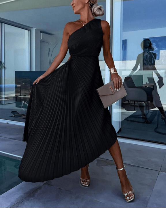 Atalia | One Shoulder Pleated Maxi Dress