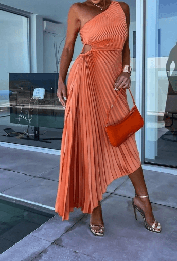 Atalia | One Shoulder Pleated Maxi Dress