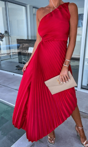 Atalia | One Shoulder Pleated Maxi Dress