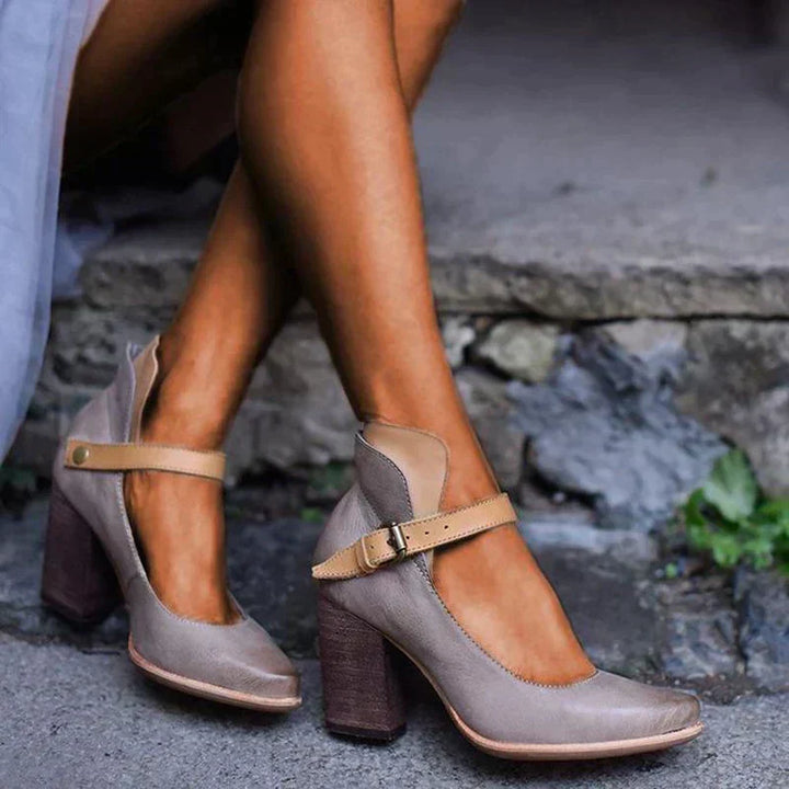 Thomasina | Block Heel Ankle Strap Pumps